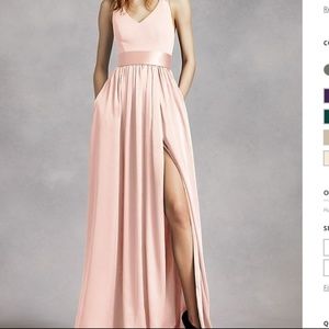 Vera Wang V Neck Halter Gown